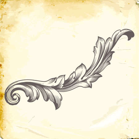 Retro baroque decorations element with flourishes calligraphic ornament. Vintage style design collection for Posters, Placards, Invitations, Banners, Badges and Logotypes.のイラスト素材