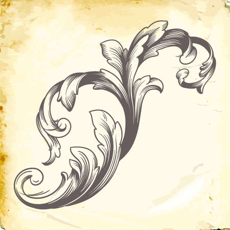 Retro baroque decorations element with flourishes calligraphic ornament.のイラスト素材