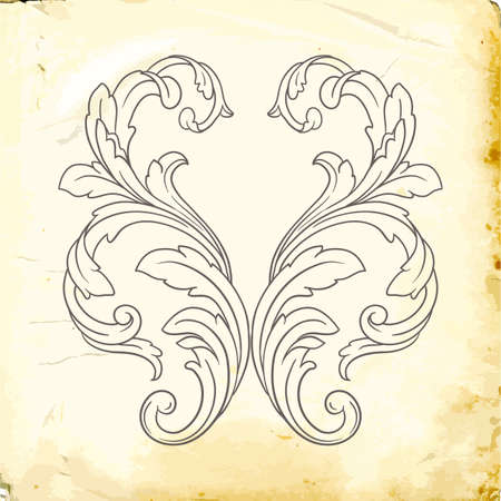 Retro baroque decorations element with flourishes calligraphic ornament. Vintage style design collection for Posters, Placards, Invitations, Banners, Badgesのイラスト素材