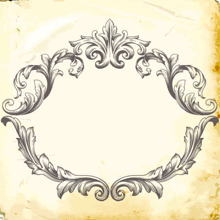 Retro baroque decorations element with flourishes calligraphic ornament. Vintage style design collection for posters, placards, invitations, banners, badges and icon.のイラスト素材