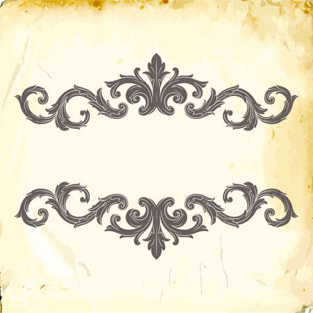 Retro baroque decorations element with flourishes calligraphic ornament. Vintage style design collection for Posters, Placards, Invitations, Banners, Badges and Logotypes.のイラスト素材