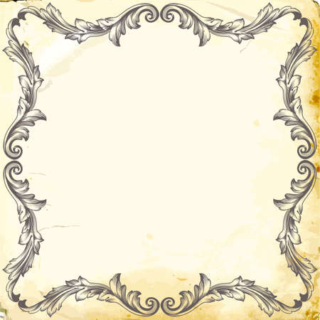 Retro baroque decorations element with flourishes calligraphic ornament. Vintage style design collection for Posters, Placards, Invitations, Banners, Badges and Logotypes.のイラスト素材