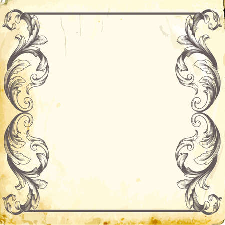 Retro baroque decorations element with flourishes calligraphic ornament. Vintage style design Vector illustration.のイラスト素材