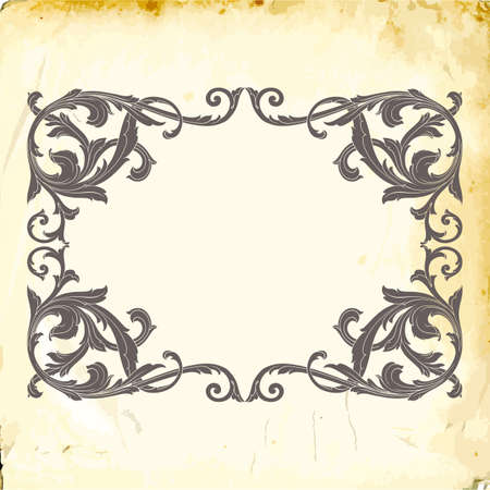 Retro baroque decorations element with flourishes calligraphic ornament. Vintage style design collection for Posters, Placards, Invitations, Banners, Badges and Logotypes.のイラスト素材