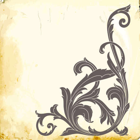 Retro baroque decorations element with flourishes calligraphic ornament. Vintage style design collection for Posters, Placards, Invitations, Banners, Badges and Logotypes.のイラスト素材