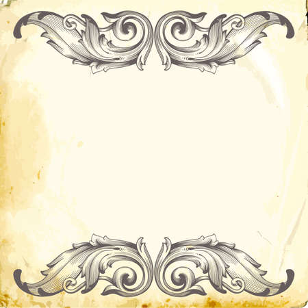 Retro baroque decorations element with flourishes calligraphic ornament. Vintage style design collection for Posters, Placards, Invitations, Banners, Badges and Logotypes.のイラスト素材