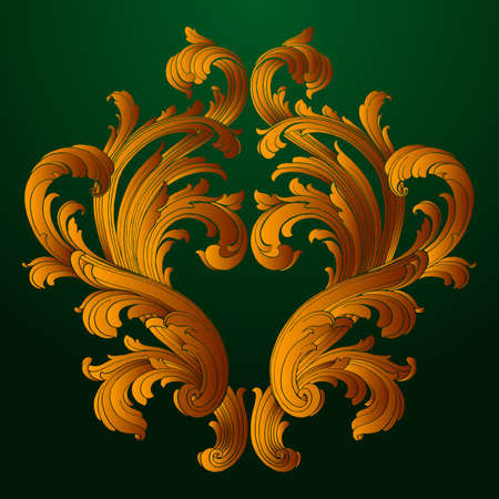 Classical baroque vector of vintage element for design. Decorative design element filigree calligraphy vector. You can use for wedding decoration of greeting card and laser cutting. Green background.のイラスト素材