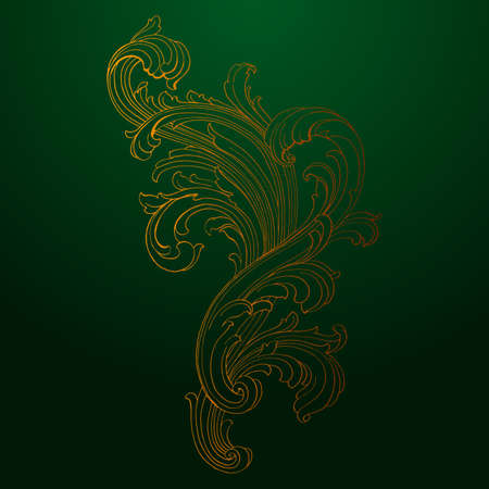 Classical baroque vector of vintage element for design. Decorative design element filigree calligraphy vector. You can use for wedding decoration of greeting card and laser cutting. Green background.のイラスト素材
