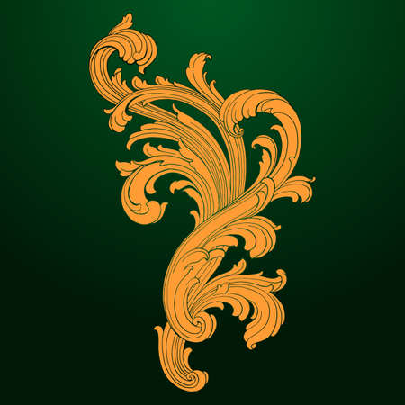 Classical baroque vector of vintage element for design. Decorative design element filigree calligraphy vector. You can use for wedding decoration of greeting card and laser cutting. Green background.のイラスト素材