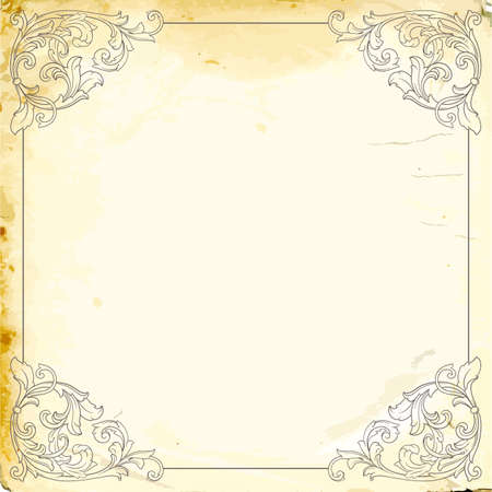 Retro baroque decorations element with flourishes calligraphic ornament. Vintage style design collection for Posters, Placards, Invitations, Banners, Badges and Logotypes.のイラスト素材