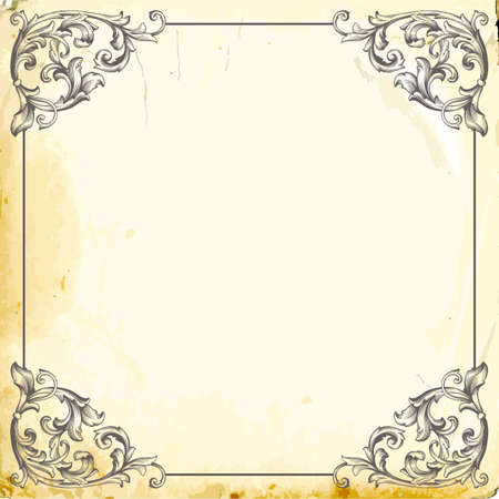 Retro baroque decorations element with flourishes calligraphic ornament. Vintage style design collection for Posters, Placards, Invitations, Banners, Badges and Logotypes.のイラスト素材