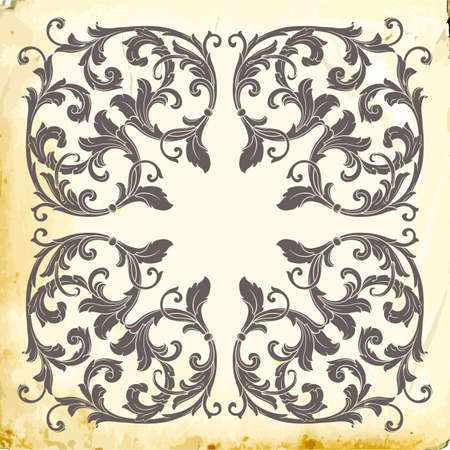 Retro baroque decorations element with flourishes calligraphic ornament. Vintage style design collection for Posters, Placards, Invitations, Banners, Badges and Logotypes.のイラスト素材