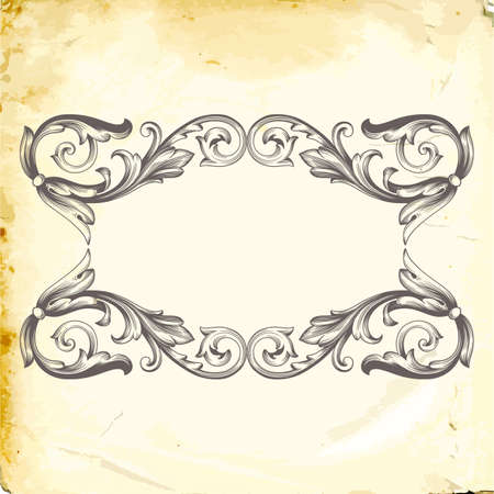 Retro baroque decorations element with flourishes calligraphic ornament. Vintage style design collection for Posters, Placards, Invitations, Banners, Badges and Logotypes.のイラスト素材