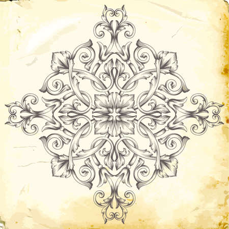 Retro baroque decorations element with flourishes calligraphic ornament.のイラスト素材