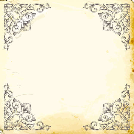 Retro baroque decorations element with flourishes calligraphic ornament.のイラスト素材