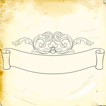 Retro baroque decorations element with flourishes calligraphic ornament. Vintage style design collection for Posters, Placards, Invitations, Banners, Badges and Logotypes.のイラスト素材