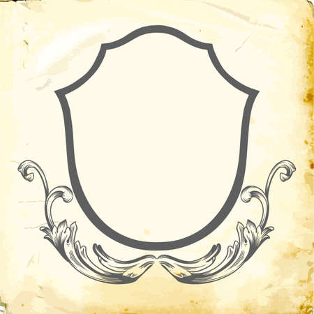 Retro baroque decorations element with flourishes calligraphic ornament. Vintage style design collection for Posters, Placards, Invitations, Banners, Badges and Logotypes.のイラスト素材