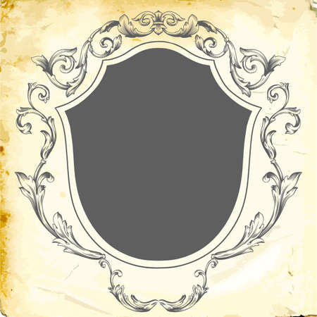 Retro baroque decorations element with flourishes calligraphic ornament. Vintage style design collection for Posters, Placards, Invitations, Banners, Badges and Logotypes.のイラスト素材