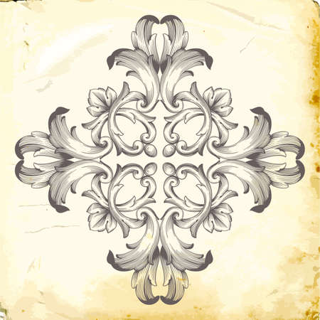 Retro baroque decorations element with flourishes calligraphic ornament. Vintage style design collection for Posters, Placards, Invitations, Banners, Badgesのイラスト素材