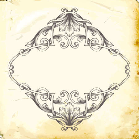 Retro baroque decorations element with flourishes calligraphic ornament. Vintage style design collection for Posters, Placards, Invitations, Banners, Badges and Logotypes.のイラスト素材