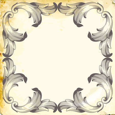 Retro baroque decorations element with flourishes calligraphic ornament. Vintage style design collection for Posters, Placards, Invitations, Banners, Badges and Logotypes.のイラスト素材