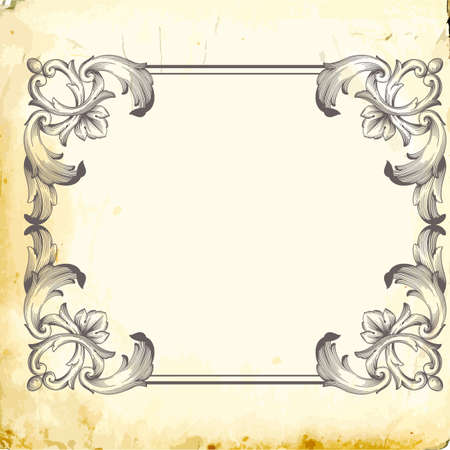 Retro baroque decorations element with flourishes calligraphic ornament. Vintage style design collection for Posters, Placards, Invitations, Banners, Badges and Logotypes.のイラスト素材