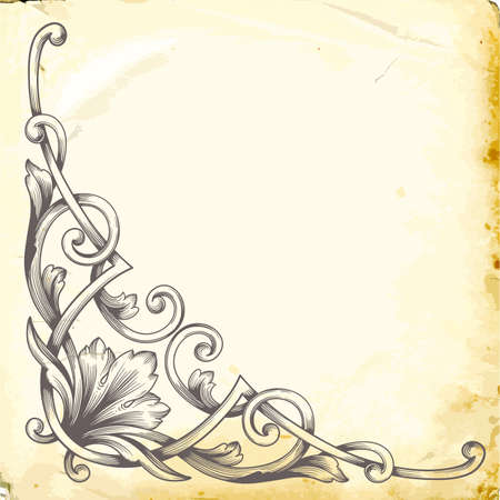 Retro baroque decorations element with flourishes calligraphic ornament. Vintage style design collection for Posters, Placards, Invitations, Banners, Badges and Logotypes.のイラスト素材