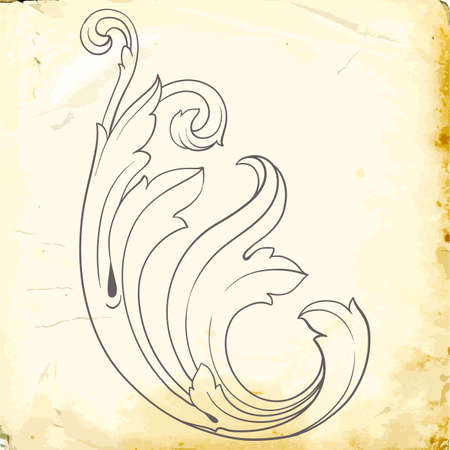 Retro baroque decorations element with flourishes calligraphic ornament. Vintage style design collection for Posters, Placards, Invitations, Banners, Badges and Logotypes.のイラスト素材