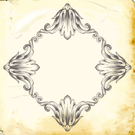 Retro baroque decorations element with flourishes calligraphic ornament. Vintage style design collection for Posters, Placards, Invitations, Banners, Badges and Logotypes.のイラスト素材