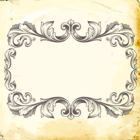 Retro baroque decorations element with flourishes calligraphic ornament. Vintage style design collection for Poster.のイラスト素材
