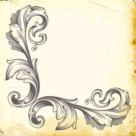 Classical baroque vector of vintage element for design. Decorative design element filigree calligraphy vector. You can use for wedding decoration of greeting card and laser cutting.のイラスト素材
