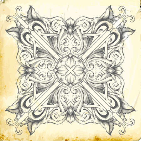 Retro baroque decorations element with flourishes calligraphic ornament.のイラスト素材