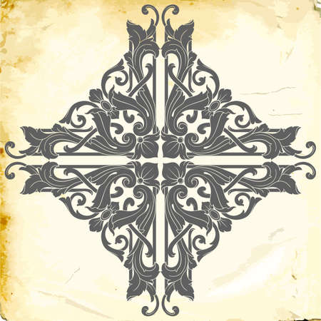 Retro baroque decorations element with flourishes calligraphic ornament.のイラスト素材