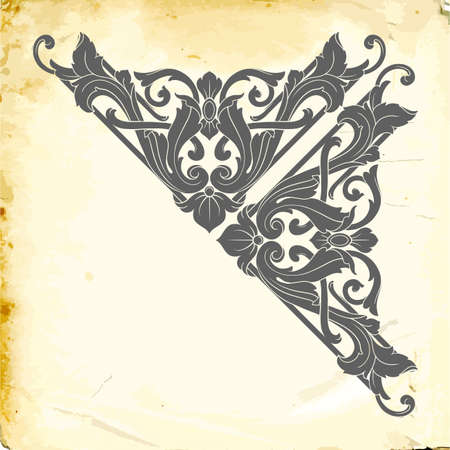 Retro baroque decorations element with flourishes calligraphic ornament. Vintage style design collection for Posters, Placards, Invitations, Banners, Badges and Logotypes.のイラスト素材
