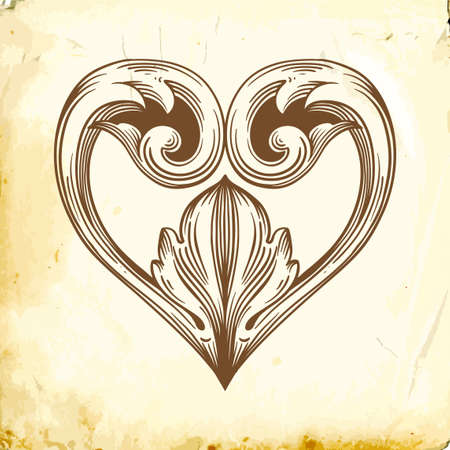 Retro baroque decorations element with flourishes calligraphic ornament.のイラスト素材