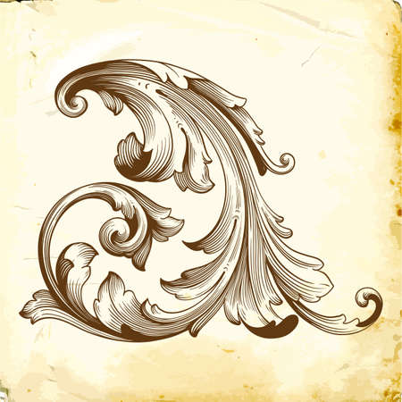 Retro baroque decorations element with flourishes calligraphic ornament.のイラスト素材