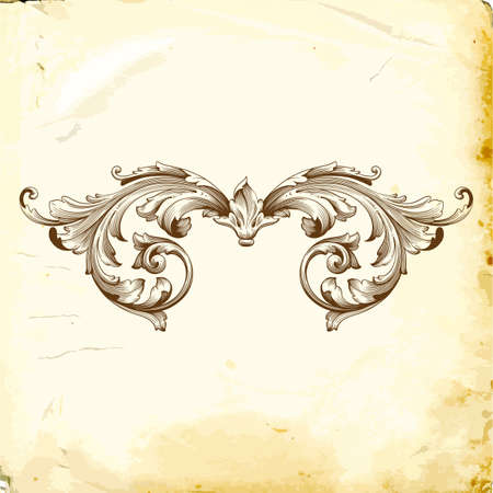 Retro baroque decorations element with flourishes calligraphic ornament. Vintage style design collection for posters, placards, invitations, banners, badges and icons.のイラスト素材