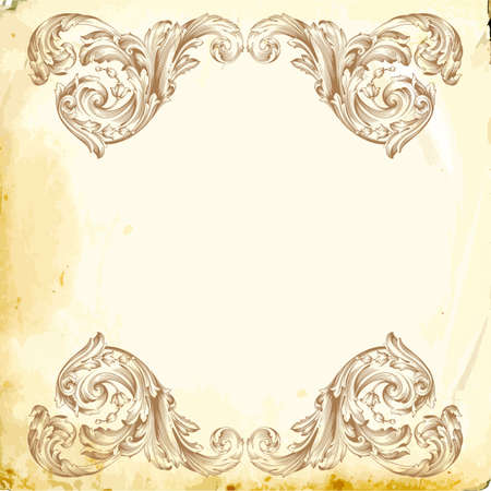 Retro baroque decorations element with flourishes calligraphic ornament. Vintage style design collection for Posters, Placards, Invitations, Banners, Badges and icon.のイラスト素材