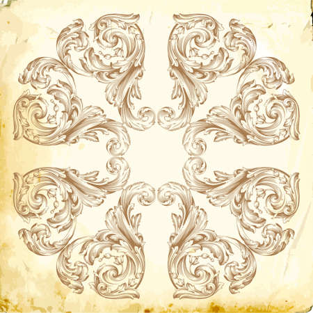 Retro baroque decorations element with flourishes calligraphic ornament. Vintage style design collection.のイラスト素材