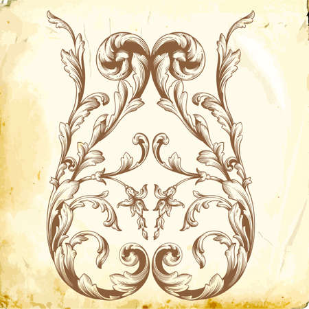 Retro baroque decorations element with flourishes calligraphic ornament. Vintage style design collection for Posters, Placards, Invitations, Banners, Badges and Logotypes.のイラスト素材
