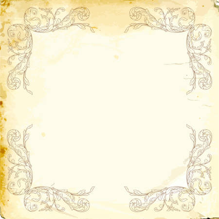 Retro baroque decorations element with flourishes calligraphic ornament. Vintage style design collection for Posters, Placards, Invitations, Banners, Badges and Logotypes.のイラスト素材