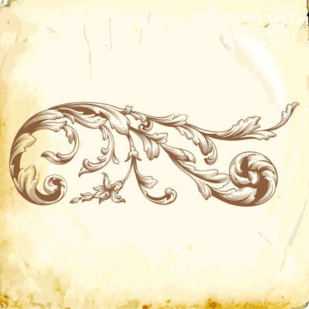 Retro baroque decorations element with flourishes calligraphic ornament. Vintage style design collection for Posters, Placards, Invitations, Banners, Badges and Logotypes.のイラスト素材