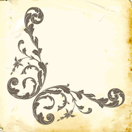 Retro baroque decorations element with flourishes calligraphic ornament. Vintage style design collection for Posters, Placards, Invitations, Banners, Badges and Logotypes.のイラスト素材