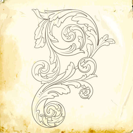 Retro baroque decorations element with flourishes calligraphic ornament.のイラスト素材