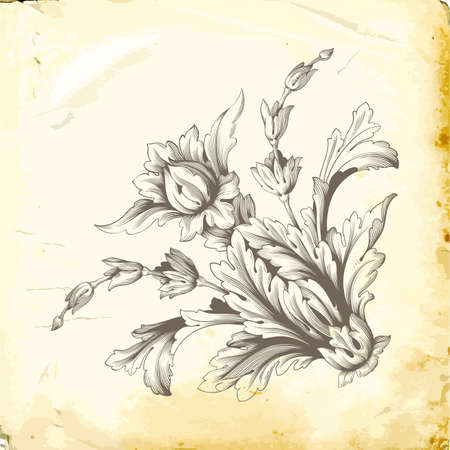 Retro baroque decorations element with flourishes calligraphic ornament. Vintage style design collection for Posters, Placards, Invitations, Banners, Badges and Logotypes.のイラスト素材