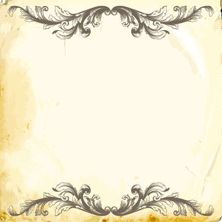 Retro baroque decorations element with flourishes calligraphic ornament. Vintage style design collection for Posters, Placards, Invitations, Banners, Badges and Logotypes.のイラスト素材