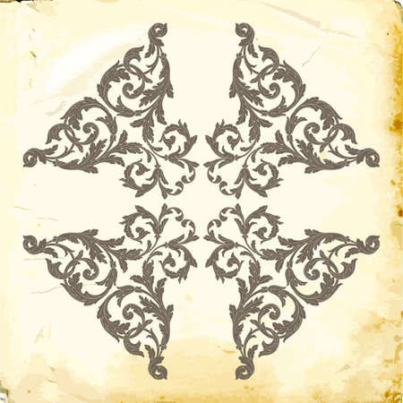 Retro baroque decorations element with flourishes calligraphic ornament. Vintage style design collection for Posters, Placards, Invitations, Banners, Badges and Logotypes.のイラスト素材