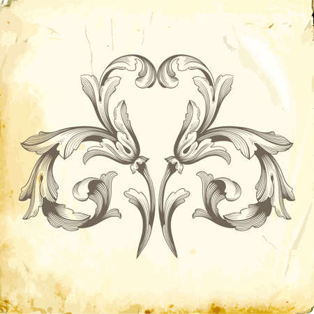 Retro baroque decorations element with flourishes calligraphic ornament. Vintage style design collection for Posters, Placards, Invitations, Banners, Badges and Logotypes.のイラスト素材