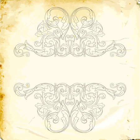 Retro baroque decorations element with flourishes calligraphic ornament. Vintage style design collection for Posters, Placards, Invitations, Banners, Badges and Logotypes.のイラスト素材