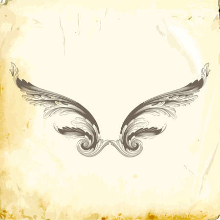 Retro baroque decorations element with flourishes calligraphic ornament. Vintage style design collection for Posters, Placards, Invitations, Banners, Badges and Logotypes.のイラスト素材